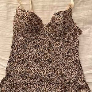 Rampage Beige and Gray Animal Print Top